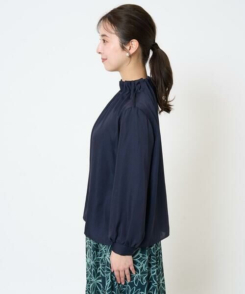 Maison de CINQ / メゾン ドゥ サンク シャツ・ブラウス | 【小さいサイズ】スタンドネックデザインサテンブラウス/洗える | 詳細5