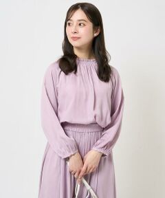 Maison de CINQ / メゾン ドゥ サンク シャツ・ブラウス | 【小さいサイズ】フリルネックデザインサテンブラウス/前後2way/接触冷感/洗える