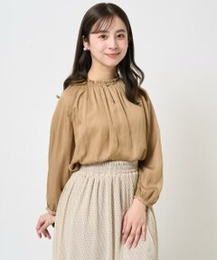 Maison de CINQ / メゾン ドゥ サンク シャツ・ブラウス | 【小さいサイズ】フリルネックデザインサテンブラウス/前後2way/接触冷感/洗える