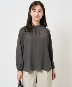 Maison de CINQ / メゾン ドゥ サンク シャツ・ブラウス | 【小さいサイズ】フリルネックデザインサテンブラウス/前後2way/接触冷感/洗える