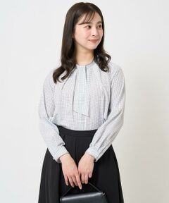 Maison de CINQ / メゾン ドゥ サンク シャツ・ブラウス | 【小さいサイズ】ドット幾何柄ボウタイ付きブラウス/洗える