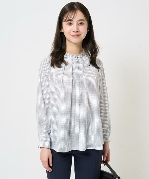 Maison de CINQ / メゾン ドゥ サンク シャツ・ブラウス | 【小さいサイズ】ドット幾何柄ボウタイ付きブラウス/洗える | 詳細2