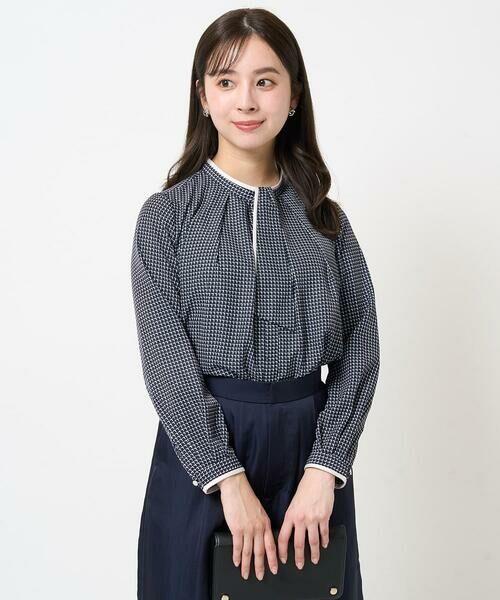 Maison de CINQ / メゾン ドゥ サンク シャツ・ブラウス | 【小さいサイズ】ドット幾何柄ボウタイ付きブラウス/洗える | 詳細3