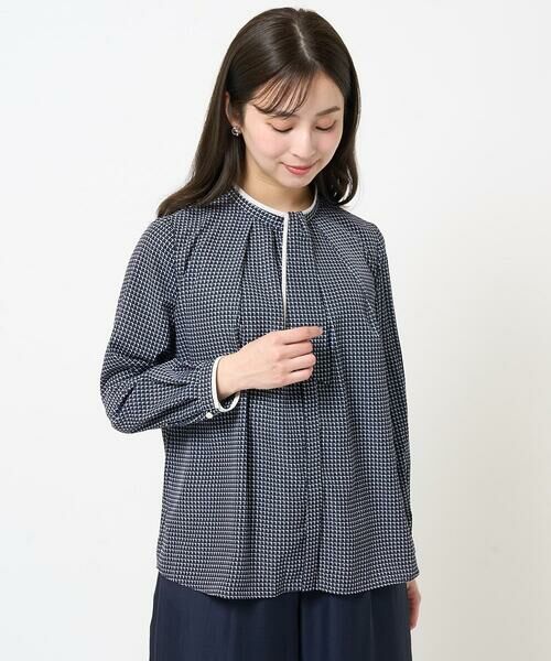 Maison de CINQ / メゾン ドゥ サンク シャツ・ブラウス | 【小さいサイズ】ドット幾何柄ボウタイ付きブラウス/洗える | 詳細4