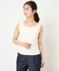 Maison de CINQ / メゾン ドゥ サンク タンクトップ | 【小さいサイズ】スクエアネックリブニットタンクトップ/UVカット/洗える