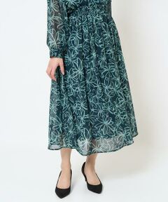 Maison de CINQ / メゾン ドゥ サンク ロング・マキシ丈スカート | 【小さいサイズ】ラインフラワーシフォンスカート/丈の長さが選べる/洗える