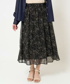 Maison de CINQ / メゾン ドゥ サンク ロング・マキシ丈スカート | 【小さいサイズ】ラインフラワーシフォンスカート/丈の長さが選べる/洗える