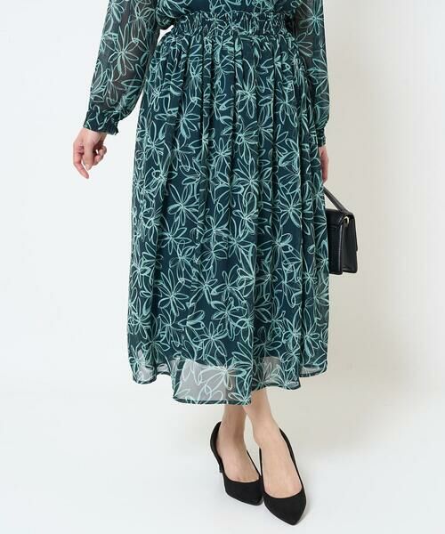 Maison de CINQ / メゾン ドゥ サンク ロング・マキシ丈スカート | 【小さいサイズ】ラインフラワーシフォンスカート/丈の長さが選べる/洗える | 詳細1