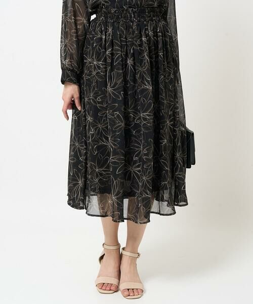 Maison de CINQ / メゾン ドゥ サンク ロング・マキシ丈スカート | 【小さいサイズ】ラインフラワーシフォンスカート/丈の長さが選べる/洗える | 詳細11