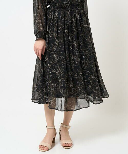 Maison de CINQ / メゾン ドゥ サンク ロング・マキシ丈スカート | 【小さいサイズ】ラインフラワーシフォンスカート/丈の長さが選べる/洗える | 詳細12
