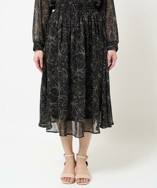 Maison de CINQ / メゾン ドゥ サンク ロング・マキシ丈スカート | 【小さいサイズ】ラインフラワーシフォンスカート/丈の長さが選べる/洗える | 詳細13