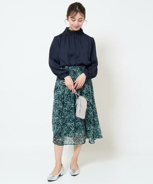 Maison de CINQ / メゾン ドゥ サンク ロング・マキシ丈スカート | 【小さいサイズ】ラインフラワーシフォンスカート/丈の長さが選べる/洗える | 詳細22