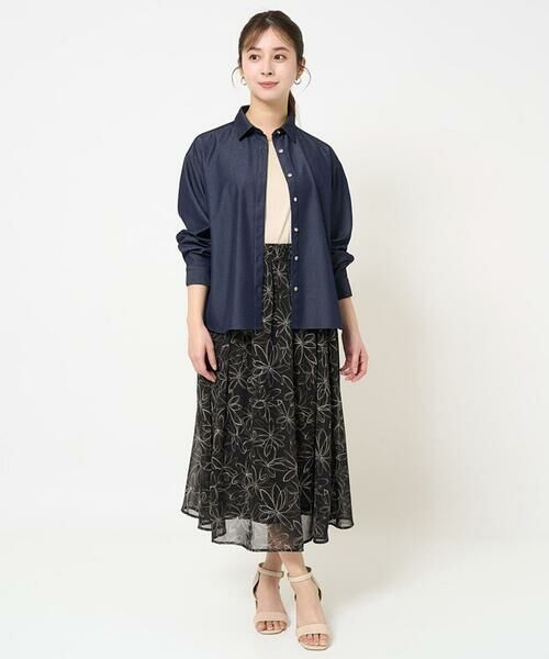 Maison de CINQ / メゾン ドゥ サンク ロング・マキシ丈スカート | 【小さいサイズ】ラインフラワーシフォンスカート/丈の長さが選べる/洗える | 詳細24