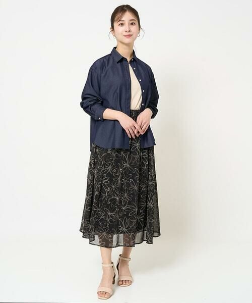 Maison de CINQ / メゾン ドゥ サンク ロング・マキシ丈スカート | 【小さいサイズ】ラインフラワーシフォンスカート/丈の長さが選べる/洗える | 詳細25