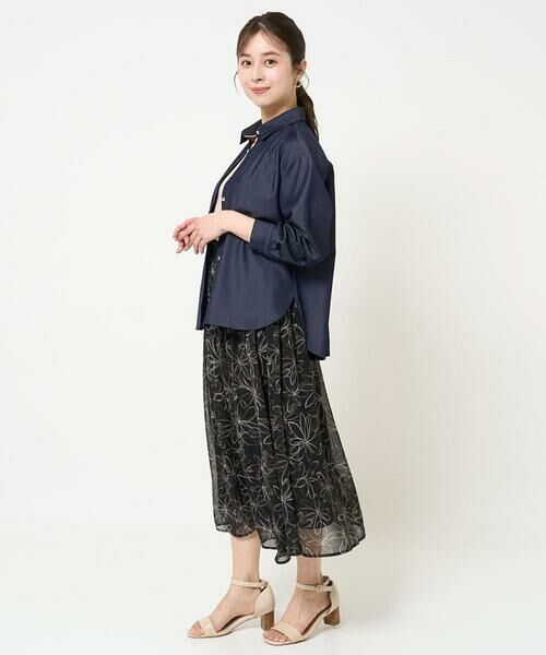 Maison de CINQ / メゾン ドゥ サンク ロング・マキシ丈スカート | 【小さいサイズ】ラインフラワーシフォンスカート/丈の長さが選べる/洗える | 詳細26