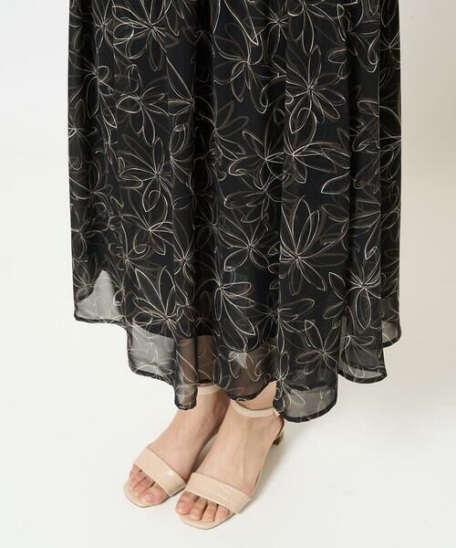 Maison de CINQ / メゾン ドゥ サンク ロング・マキシ丈スカート | 【小さいサイズ】ラインフラワーシフォンスカート/丈の長さが選べる/洗える | 詳細8