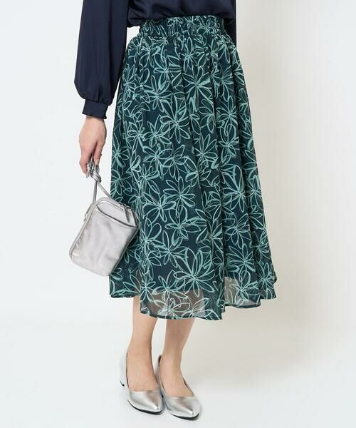 Maison de CINQ / メゾン ドゥ サンク ロング・マキシ丈スカート | 【小さいサイズ】ラインフラワーシフォンスカート/丈の長さが選べる/洗える | 詳細9