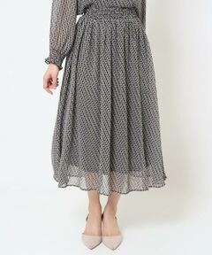 Maison de CINQ / メゾン ドゥ サンク ロング・マキシ丈スカート | 【小さいサイズ】幾何柄シフォンスカート/丈の長さが選べる/洗える