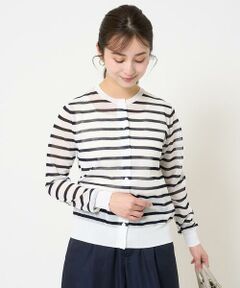 Maison de CINQ / メゾン ドゥ サンク カーディガン・ボレロ | 【小さいサイズ】シアーボーダーニットカーディガン/洗える