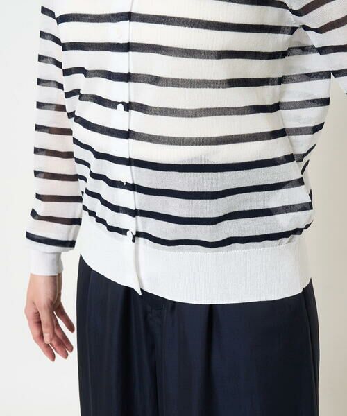 Maison de CINQ / メゾン ドゥ サンク カーディガン・ボレロ | 【小さいサイズ】シアーボーダーニットカーディガン/洗える | 詳細13