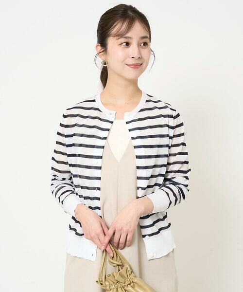 Maison de CINQ / メゾン ドゥ サンク カーディガン・ボレロ | 【小さいサイズ】シアーボーダーニットカーディガン/洗える | 詳細5