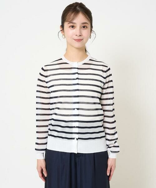 Maison de CINQ / メゾン ドゥ サンク カーディガン・ボレロ | 【小さいサイズ】シアーボーダーニットカーディガン/洗える | 詳細8