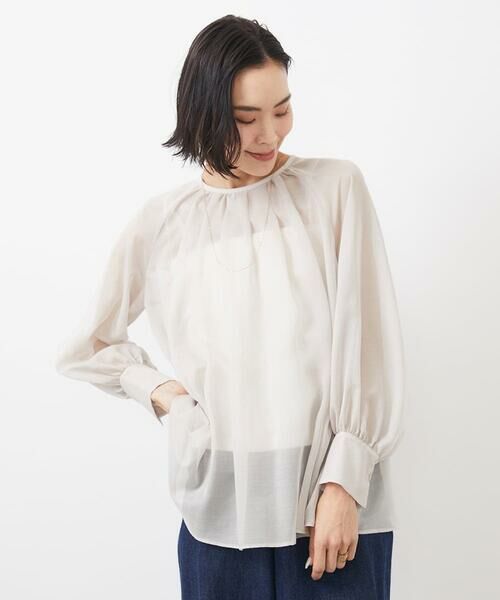 Maison de CINQ / メゾン ドゥ サンク シャツ・ブラウス | [小さいサイズ]ボリュームスリーブシアーブラウス | 詳細1