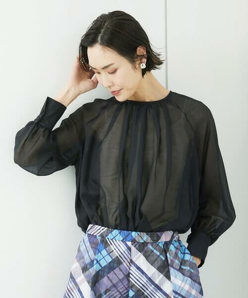 Maison de CINQ / メゾン ドゥ サンク シャツ・ブラウス | [小さいサイズ]ボリュームスリーブシアーブラウス | 詳細3