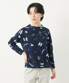 Maison de CINQ / メゾン ドゥ サンク カットソー | [日本製]バスルームリップルプリントカットソー