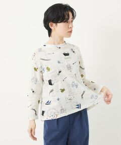 Maison de CINQ / メゾン ドゥ サンク カットソー | [日本製]バスルームリップルプリントカットソー