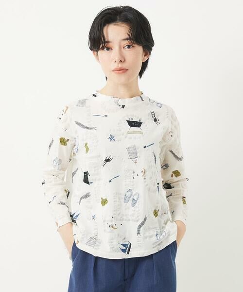 Maison de CINQ / メゾン ドゥ サンク カットソー | [日本製]バスルームリップルプリントカットソー | 詳細1