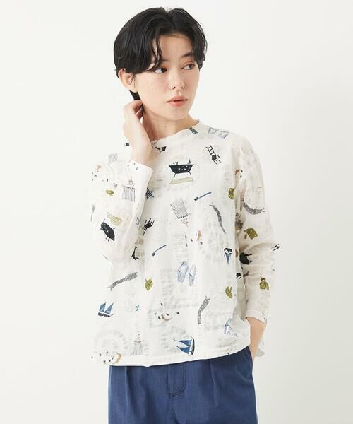 Maison de CINQ / メゾン ドゥ サンク カットソー | [日本製]バスルームリップルプリントカットソー | 詳細2