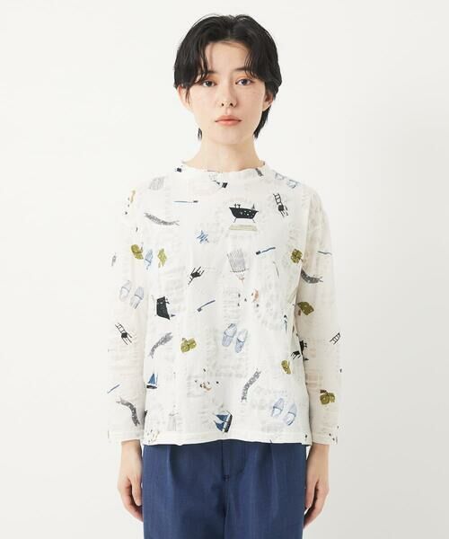 Maison de CINQ / メゾン ドゥ サンク カットソー | [日本製]バスルームリップルプリントカットソー | 詳細4