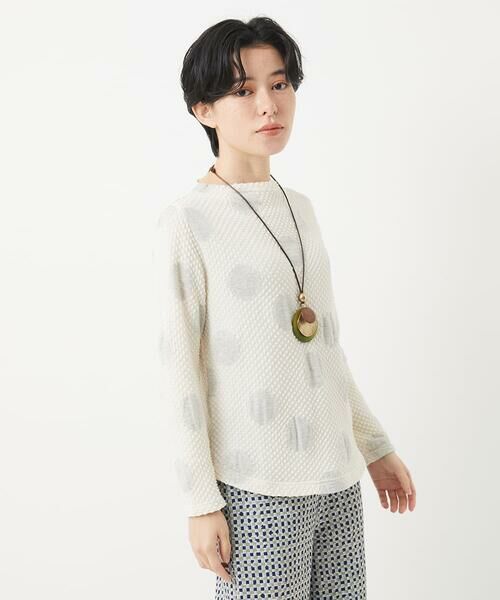 Maison de CINQ / メゾン ドゥ サンク カットソー | [日本製]強撚コットンドットジャガードカットソー | 詳細1