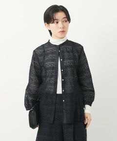 Maison de CINQ / メゾン ドゥ サンク シャツ・ブラウス | 【セットアップ対応】幾何ボーダーレースプリーツブラウス