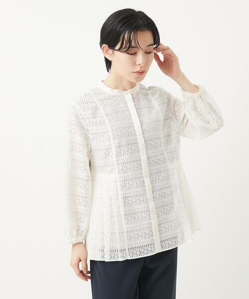 Maison de CINQ / メゾン ドゥ サンク シャツ・ブラウス | 【セットアップ対応】幾何ボーダーレースプリーツブラウス | 詳細2