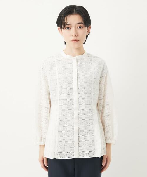 Maison de CINQ / メゾン ドゥ サンク シャツ・ブラウス | 【セットアップ対応】幾何ボーダーレースプリーツブラウス | 詳細3