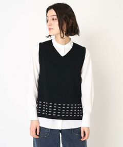 Maison de CINQ / メゾン ドゥ サンク ベスト | スクエアジャガードニットベスト