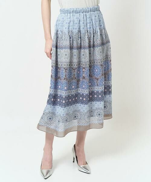 Maison de CINQ / メゾン ドゥ サンク ミニ・ひざ丈スカート | [セットアップ対応]プリントフレアースカート | 詳細1