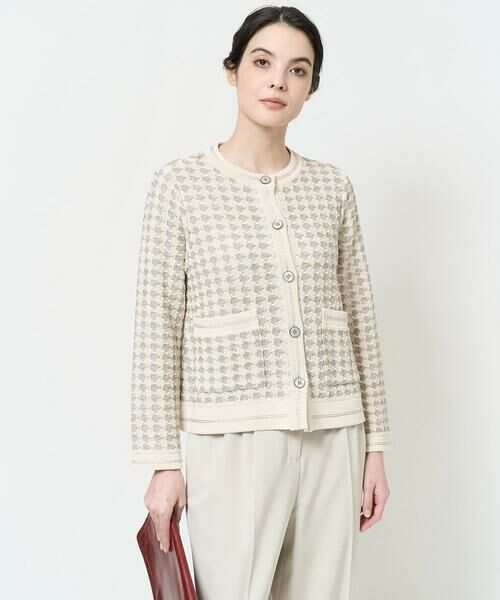 Maison de CINQ / メゾン ドゥ サンク ノーカラージャケット | 千鳥柄ニットジャケット | 詳細5