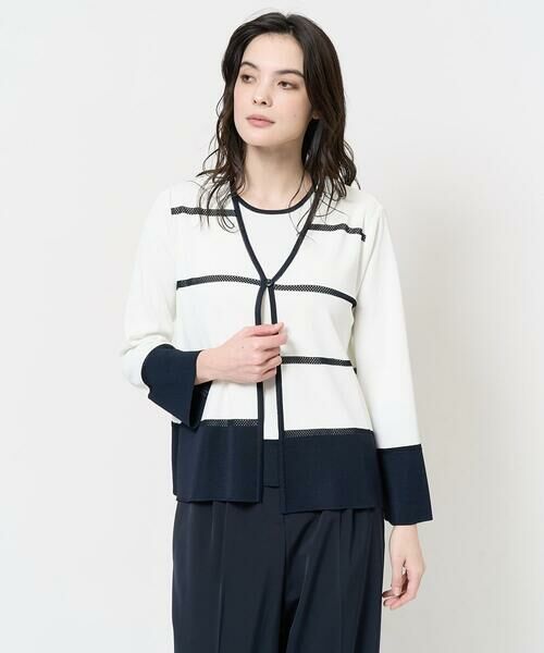 Maison de CINQ / メゾン ドゥ サンク カーディガン・ボレロ | [吸湿･速乾･抗菌･防臭 / アンサンブル対応]バイカラーニットカーディガン | 詳細2