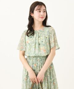 Maison de CINQ / メゾン ドゥ サンク シャツ・ブラウス | 【小さいサイズ】フレアースリーブ花柄シフォンブラウス/洗える/セットアップ対応