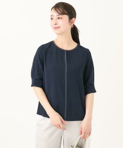 Maison de CINQ / メゾン ドゥ サンク シャツ・ブラウス | 【小さいサイズ】配色パイピングVネックブラウス/洗える