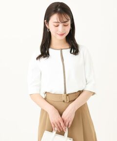 Maison de CINQ / メゾン ドゥ サンク シャツ・ブラウス | 【小さいサイズ】配色パイピングVネックブラウス/洗える