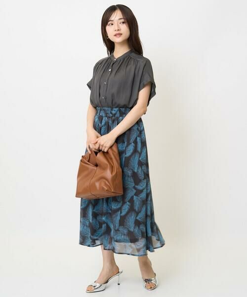 Maison de CINQ / メゾン ドゥ サンク シャツ・ブラウス | 【小さいサイズ】バンドカラーサテンブラウス(新色追加)/接触冷感/洗える/セットアップ対応 | 詳細25