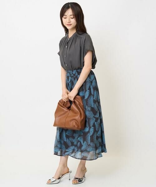 Maison de CINQ / メゾン ドゥ サンク シャツ・ブラウス | 【小さいサイズ】バンドカラーサテンブラウス(新色追加)/接触冷感/洗える/セットアップ対応 | 詳細26