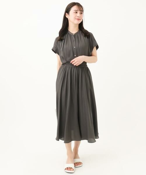 Maison de CINQ / メゾン ドゥ サンク シャツ・ブラウス | 【小さいサイズ】バンドカラーサテンブラウス(新色追加)/接触冷感/洗える/セットアップ対応 | 詳細27