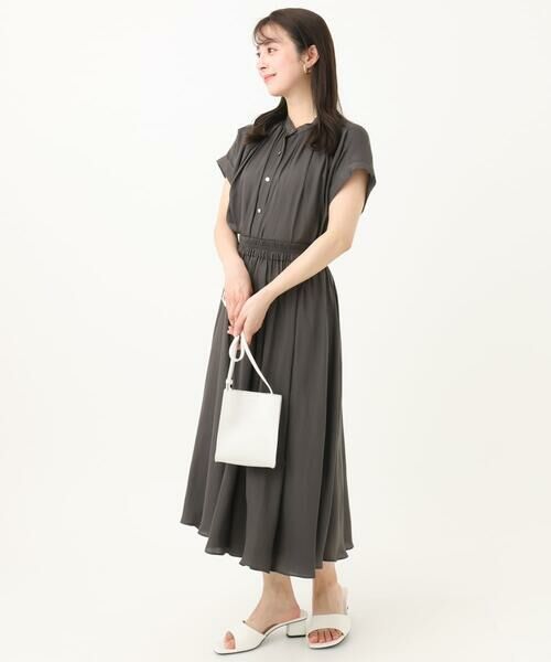 Maison de CINQ / メゾン ドゥ サンク シャツ・ブラウス | 【小さいサイズ】バンドカラーサテンブラウス(新色追加)/接触冷感/洗える/セットアップ対応 | 詳細29