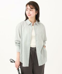 Maison de CINQ / メゾン ドゥ サンク シャツ・ブラウス | 【小さいサイズ】ストライプ柄サッカーシャツブラウス/洗える