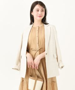 Maison de CINQ / メゾン ドゥ サンク テーラードジャケット | 【小さいサイズ】リネン混テーラードジャケット/洗える/セットアップ対応